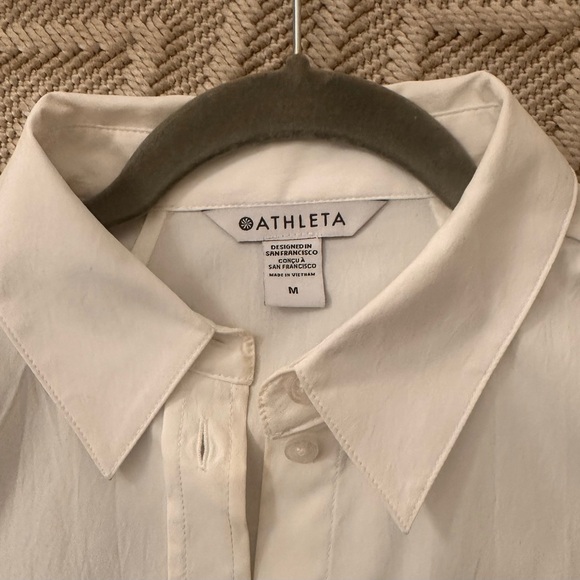 Athleta White Button-Down Shirt | Size Medium - Picture 3 of 3